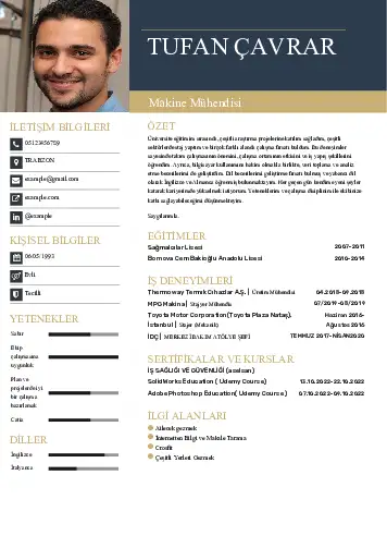 Makine Mühendisi Cv Örnekleri cv indir